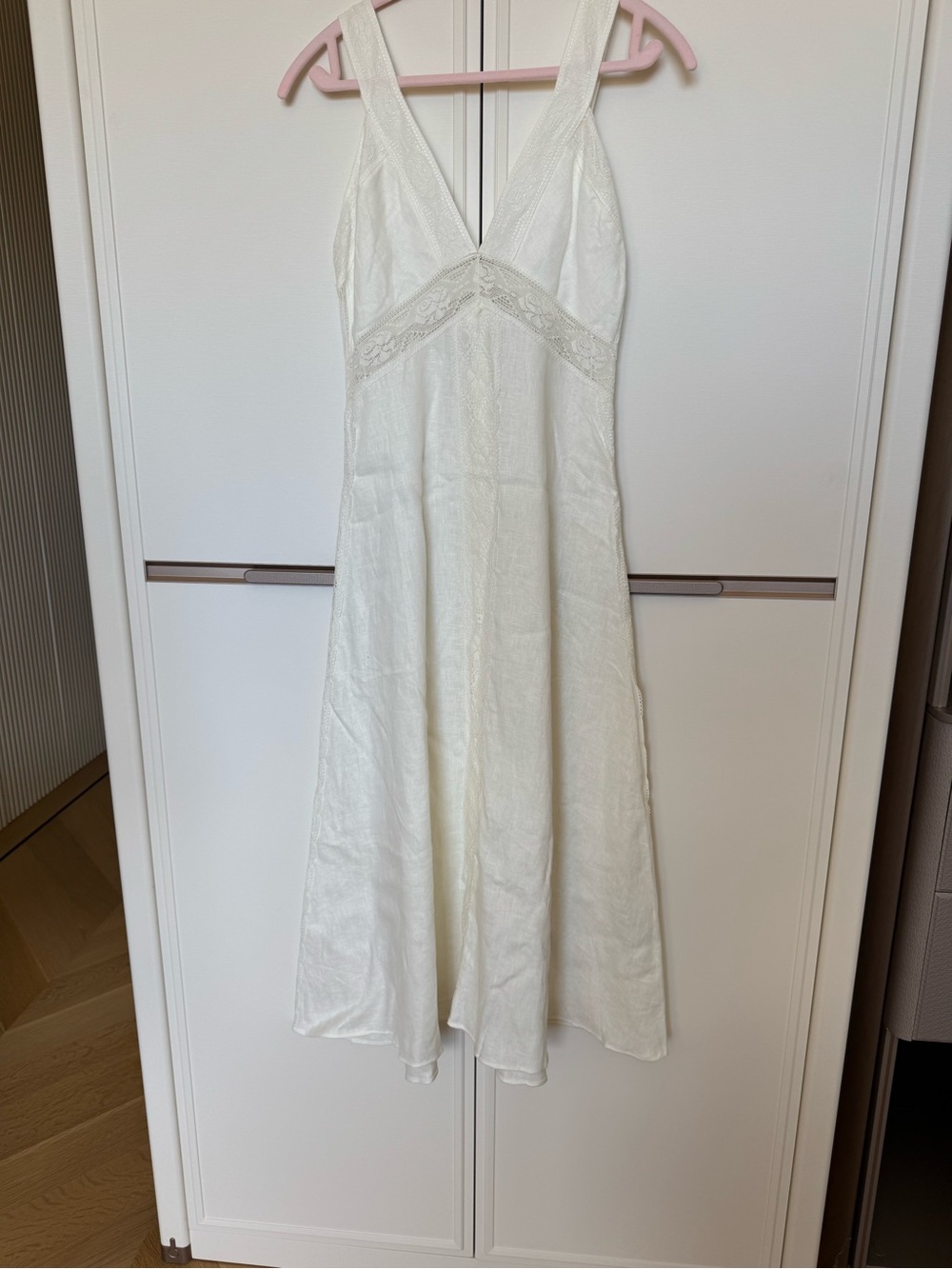 Zara Ivory Lace-Trim Maxi Slip Dress